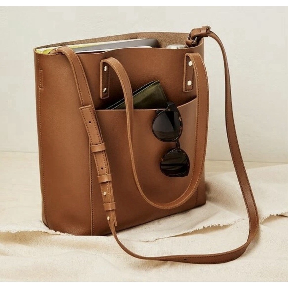 Henny & Lev Vegan Leather‎ 2-in-1 Everyday Tote Bag Brown Shoulder Handbag